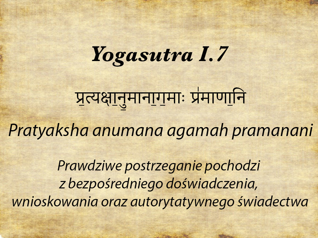 Yogasutra 17 Pratyaksha anumana agamah pramanani